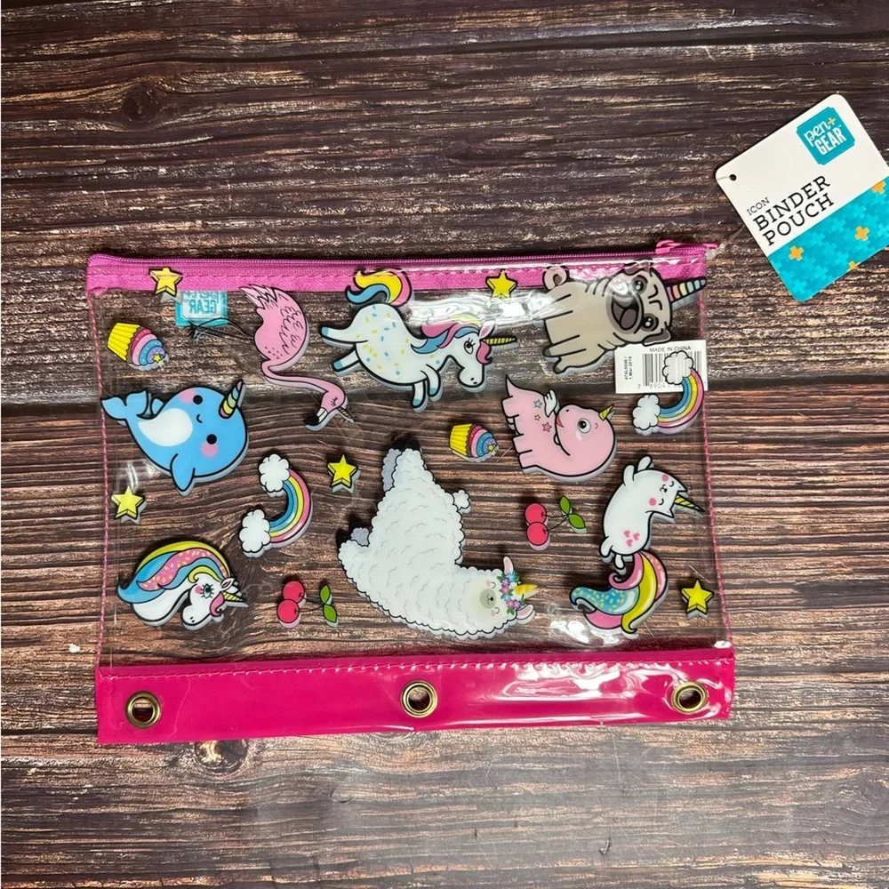 pen + Gear See Through Unicorns Binder Pouch